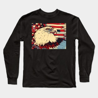Vector Blue American Bald Eagle Long Sleeve T-Shirt